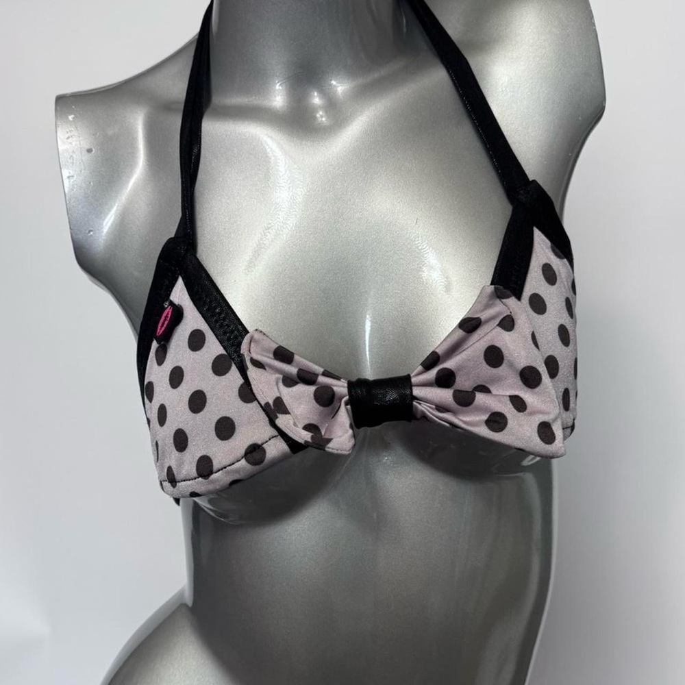 ❌SOLD❌ Micro Bikini Top Polka Dot Bow Details Y2K - Picture 2 of 4
